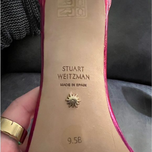 NWOB Stuart Weitzman Nudsitcurve 100mm Orchid Pink Iridescent Stiletto Heels 9.5 - Picture 5 of 5